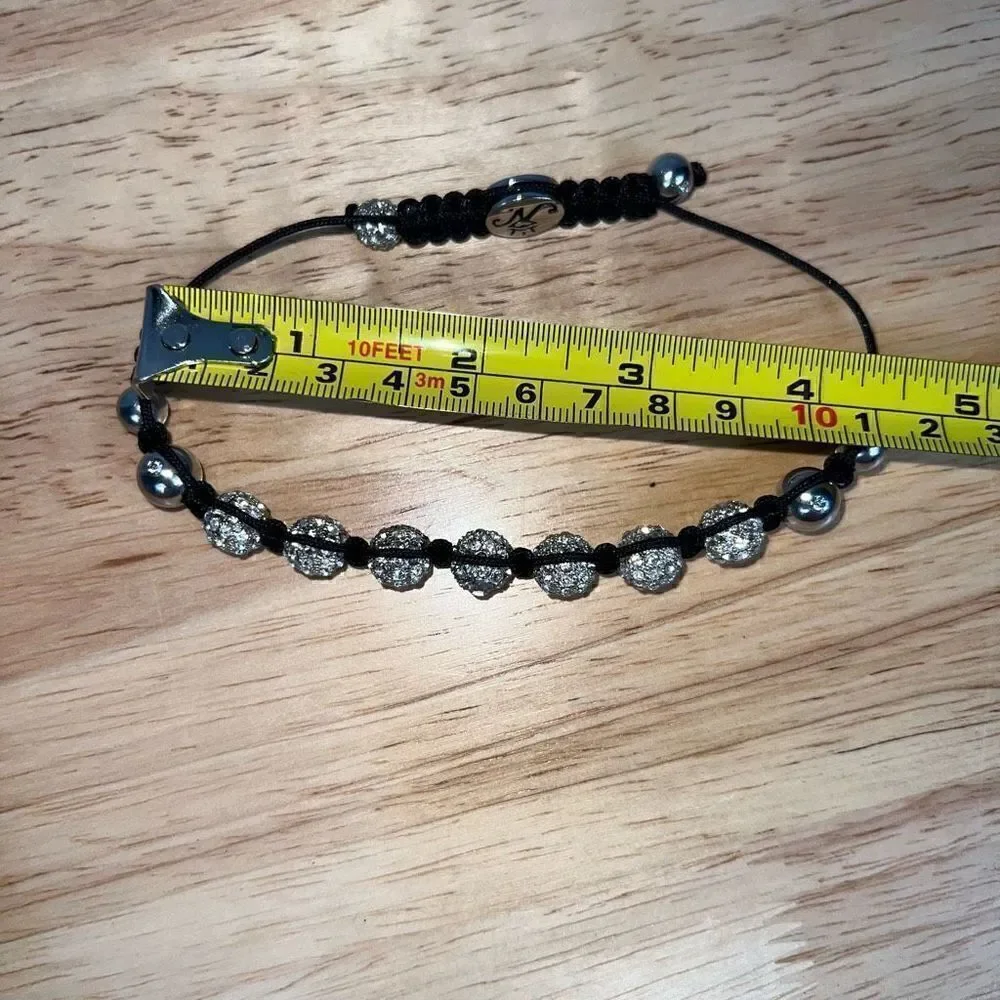 Black Macrame “Eye of Horus” Knotted Shamballa Crystal Ball Bead Bracelet